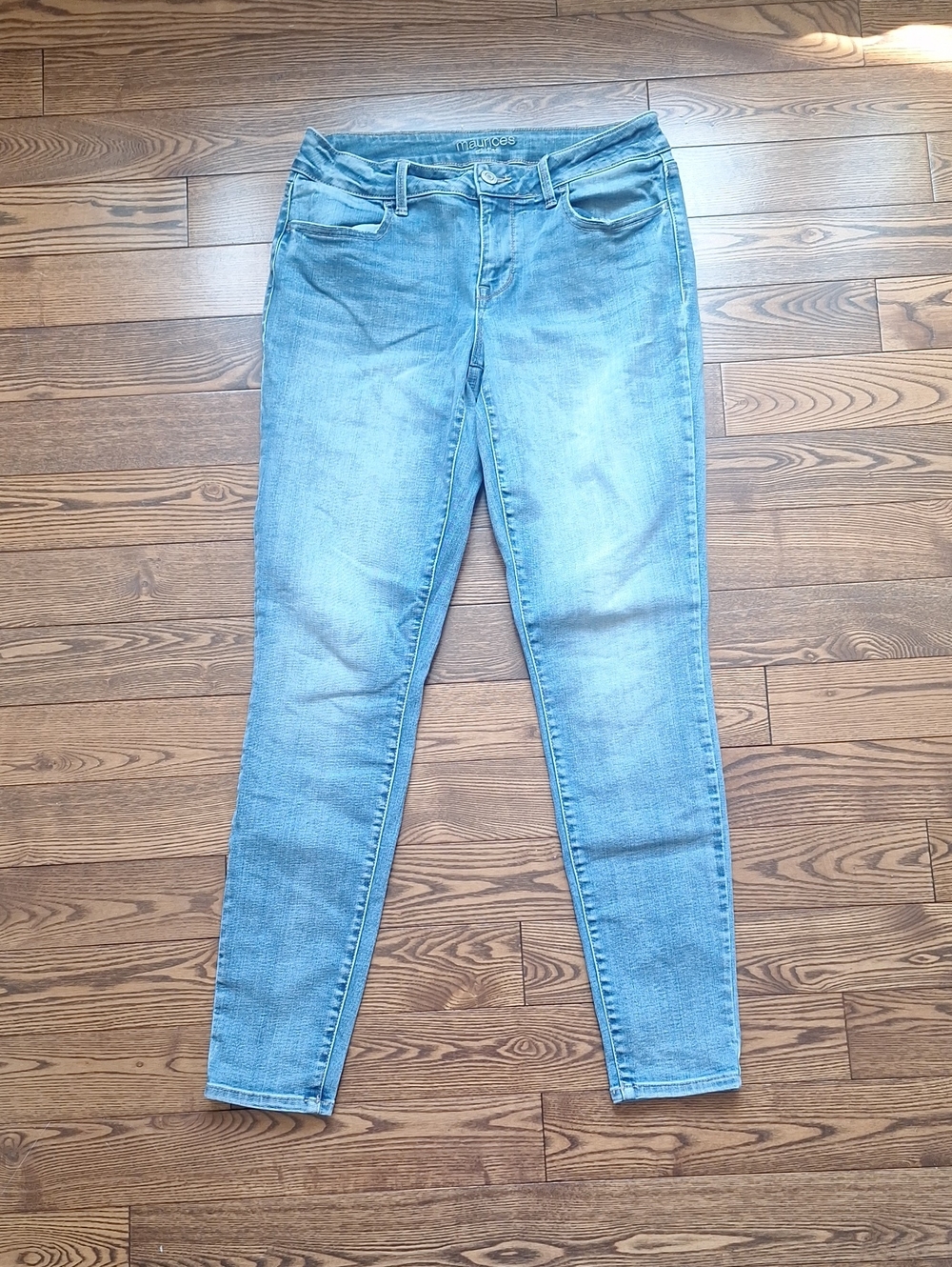 Maurices Mid Rise Long Light Blue Women's Stretch Skinny Jeans